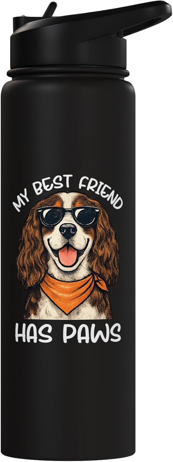Botella agua acero inox aislada perro amante