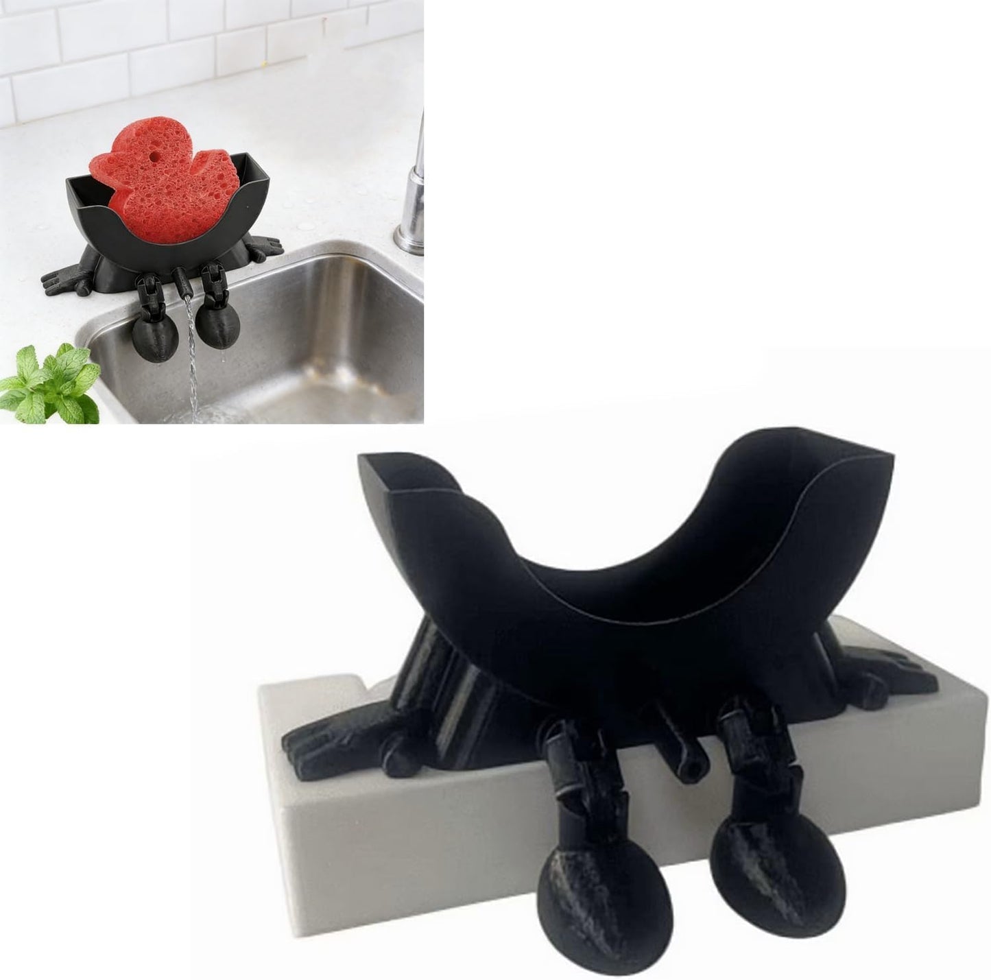 Soporte esponja colgante drenaje 3D para fregadero negro