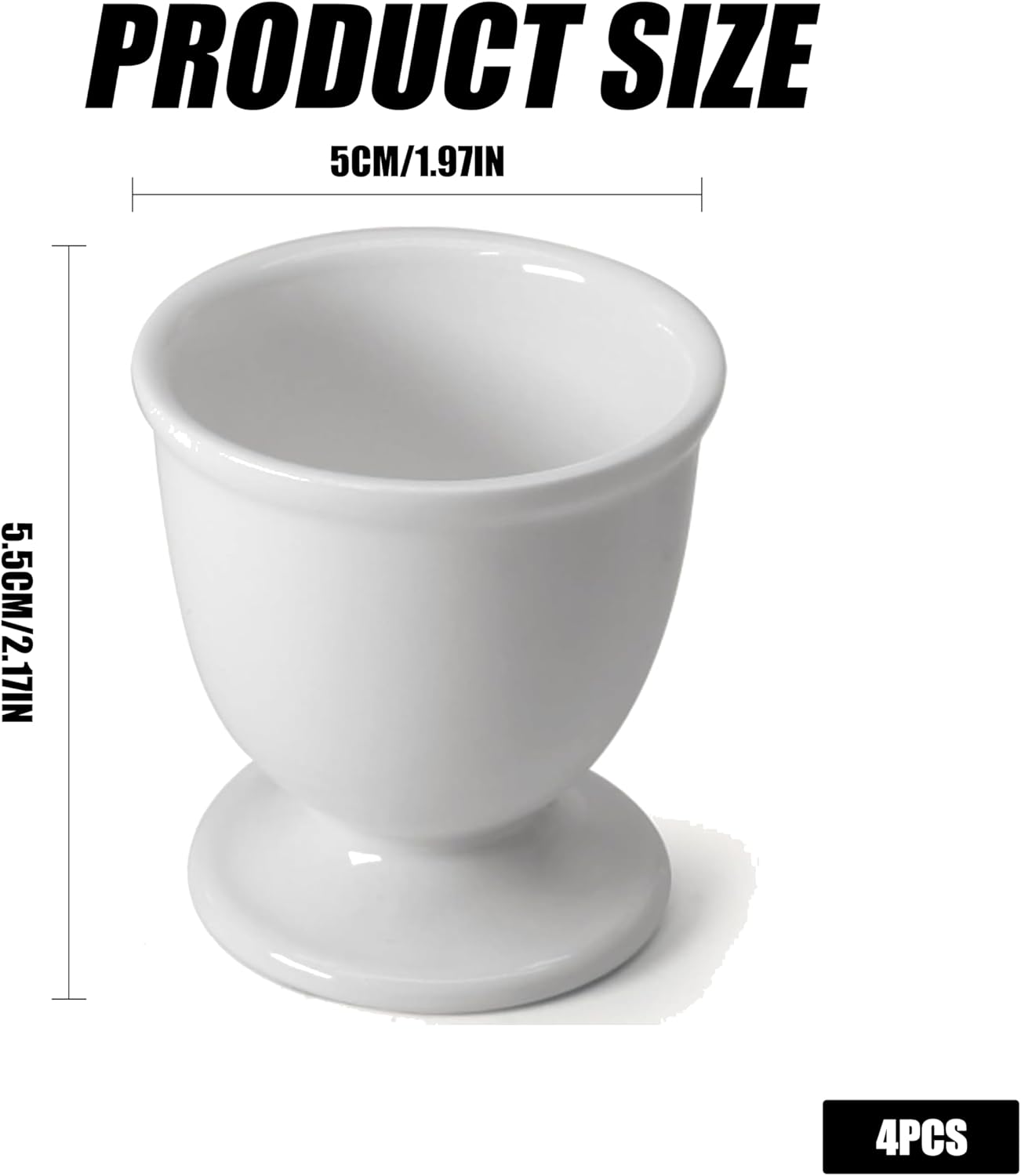 Soporte de cerámica para huevos, juego de 4 tazas para huevos duros