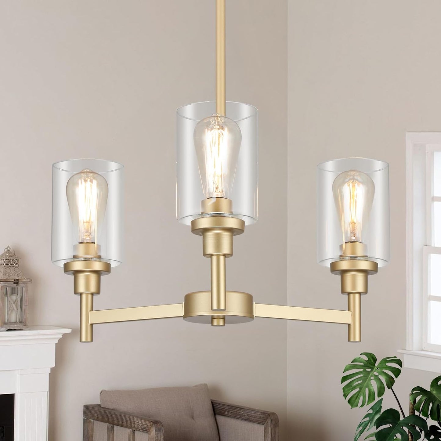 Candelabros dorados 3 luces para comedor y pasillo