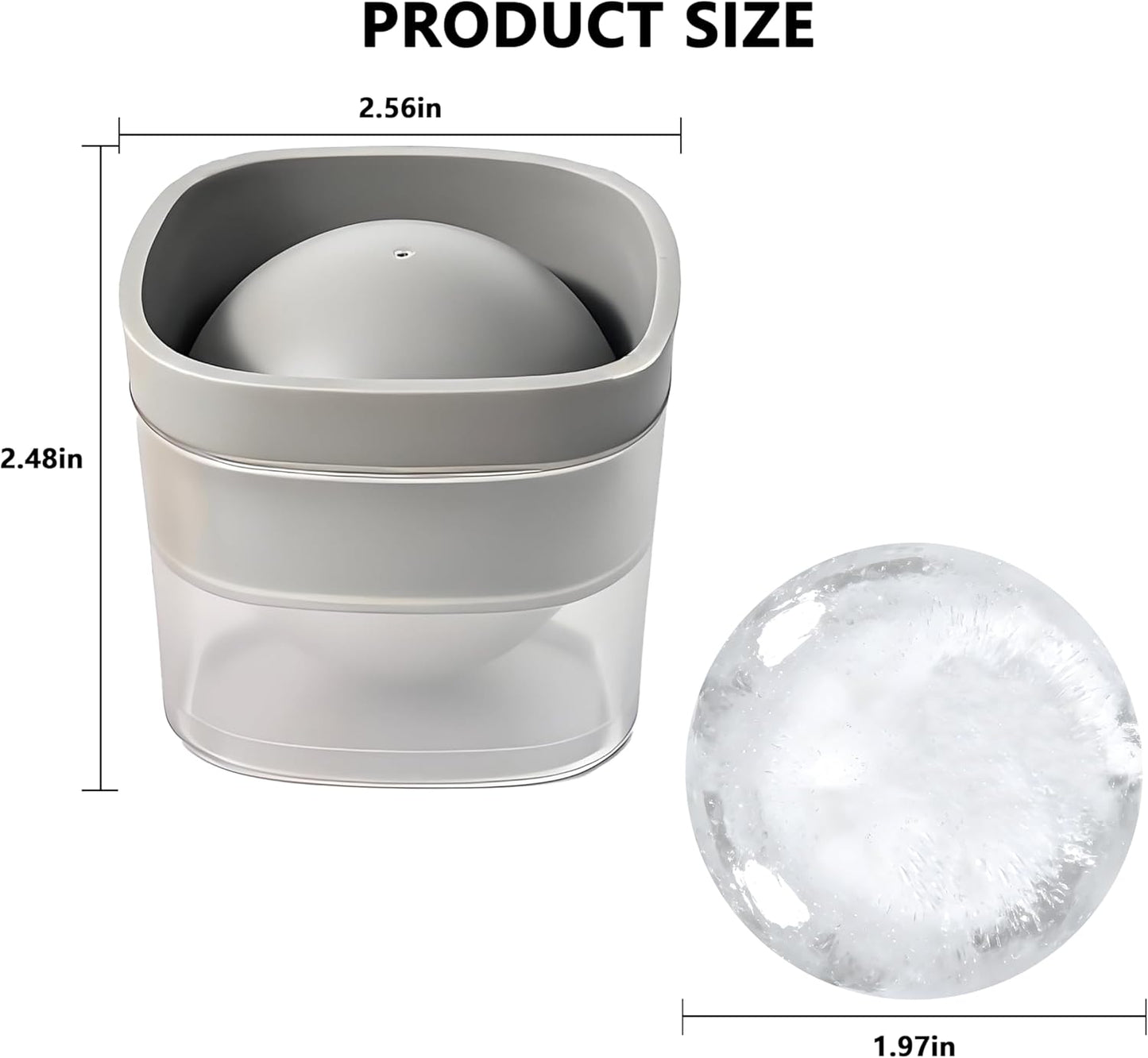 4 Moldes Silicona Hielo 2.4pulg Redondos con Tapa