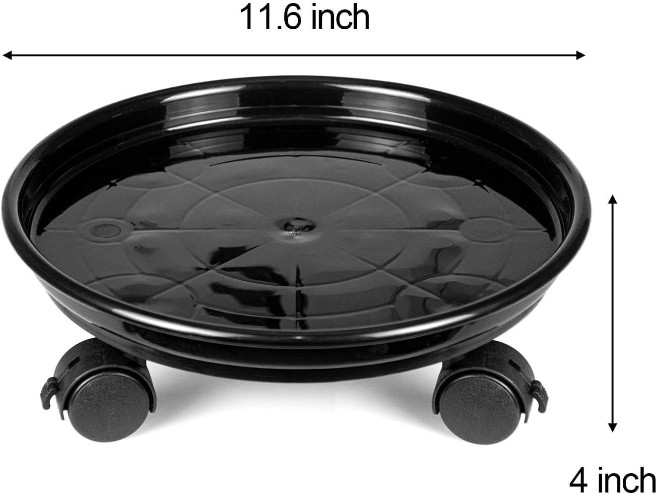 Soporte redondo para macetas 3 pzas con ruedas negro