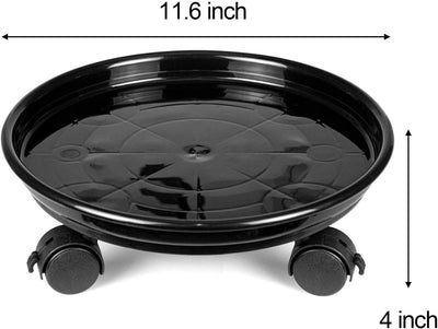 Soporte redondo para macetas 3 pzas con ruedas negro
