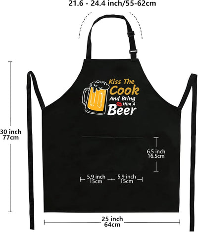 Delantal de cocina Funny Kiss The Cook ajustable para papá mamá