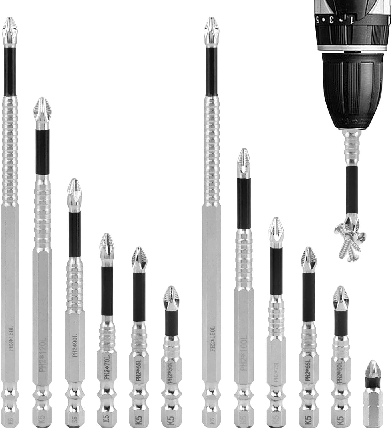 Set 12 Brocas Destornillador Magnético Acero K5