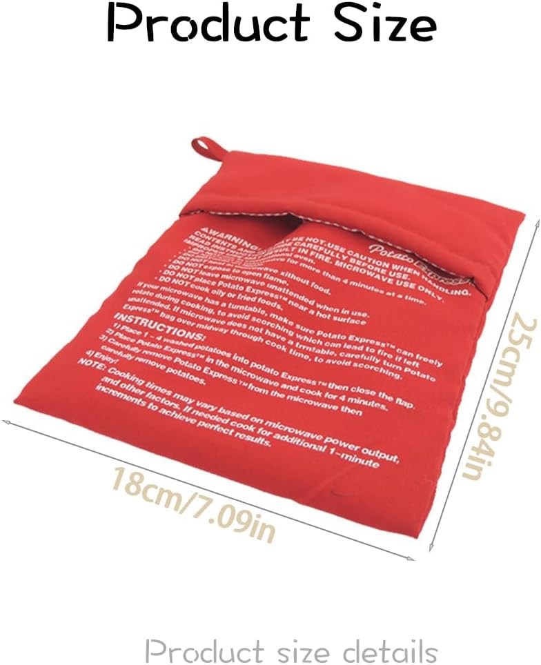 Bolsa para hornear papas reutilizable para microondas 2 unidades roja
