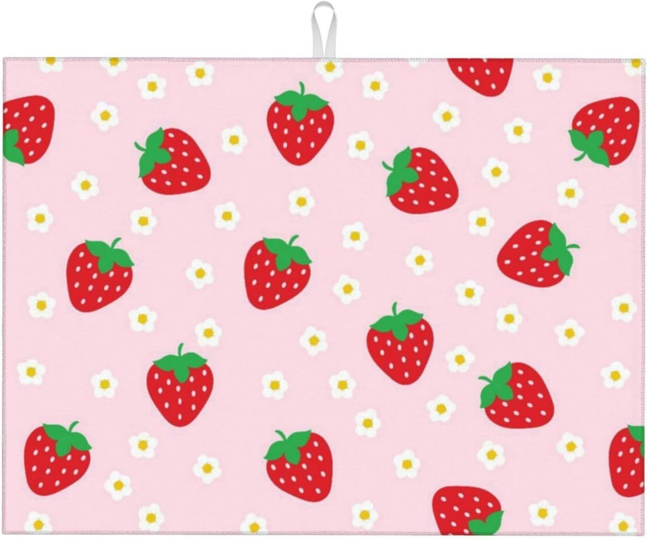 Tapete secador de platos de fresas para encimera de microfibra
