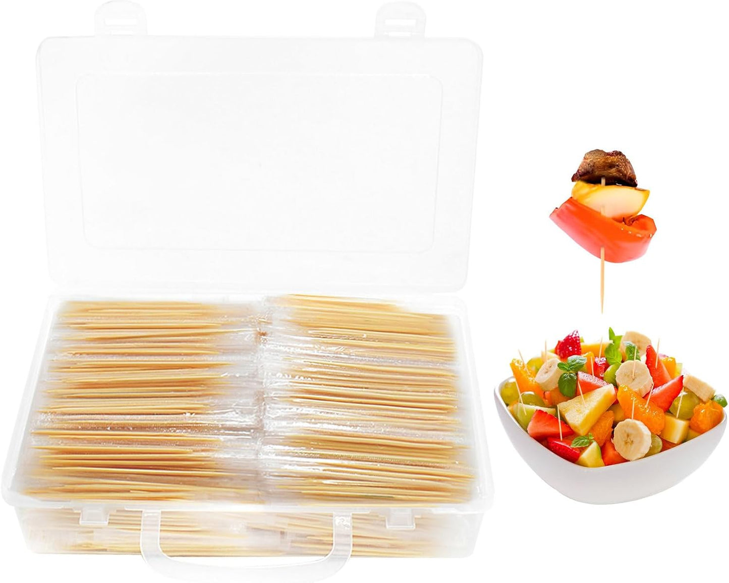 2000 Palillos Bambú 2.5pulg Caja Fuerte para Fiesta Barbacoa