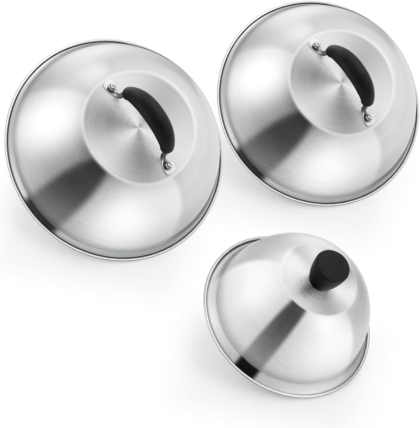 Set 3 cubiertas parrilla 6pulg y 2 cúpulas acero inox 9.7pulg