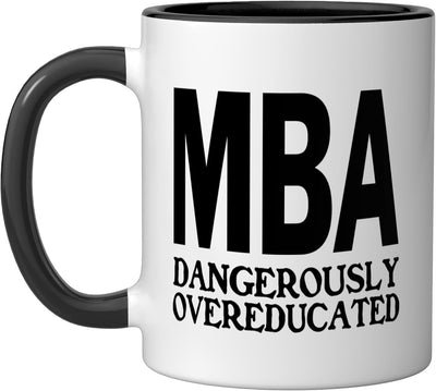 Taza de cerámica MBA Degree Humor negra/blanca