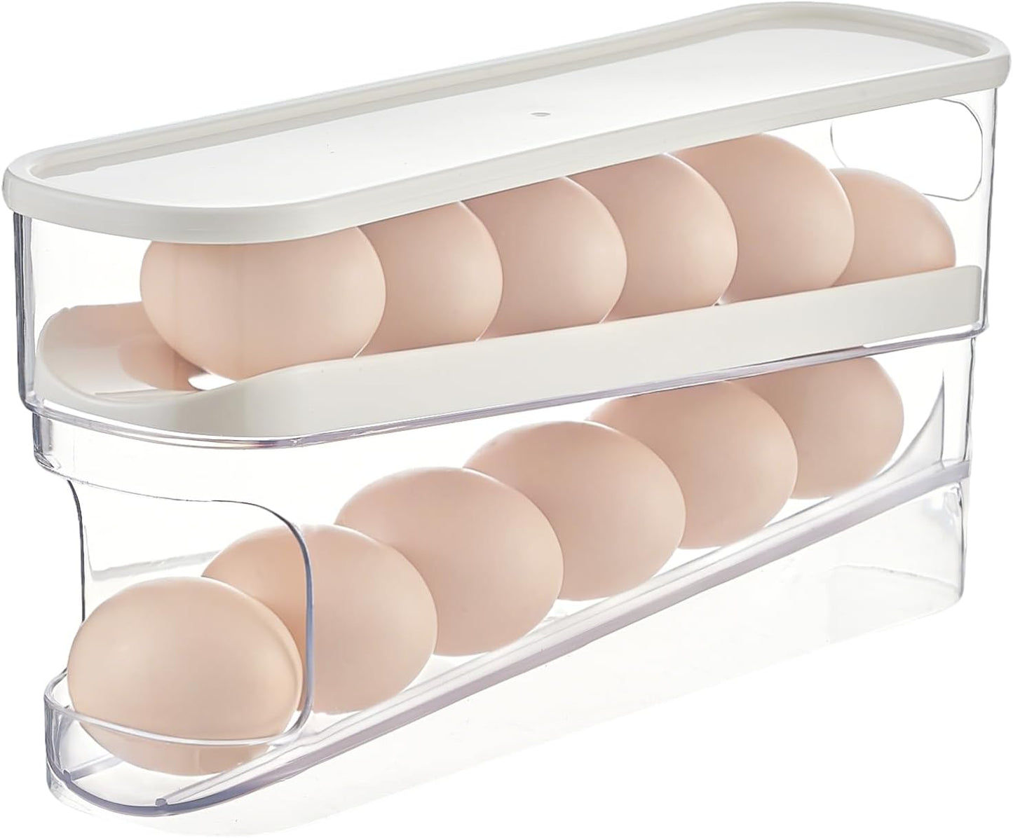 Porta huevos para refrigerador con diseño apilable transparente