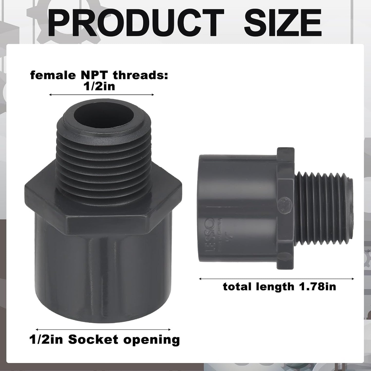 8 Adaptadores Macho PVC 1/2pulg Tubería NPT