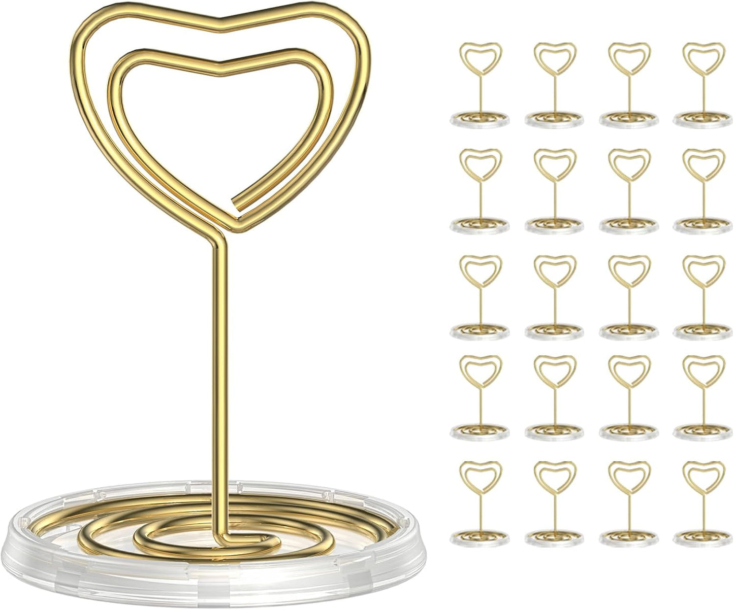 20 Soportes Tarjetas Mesa Forma Corazón Base Transparente