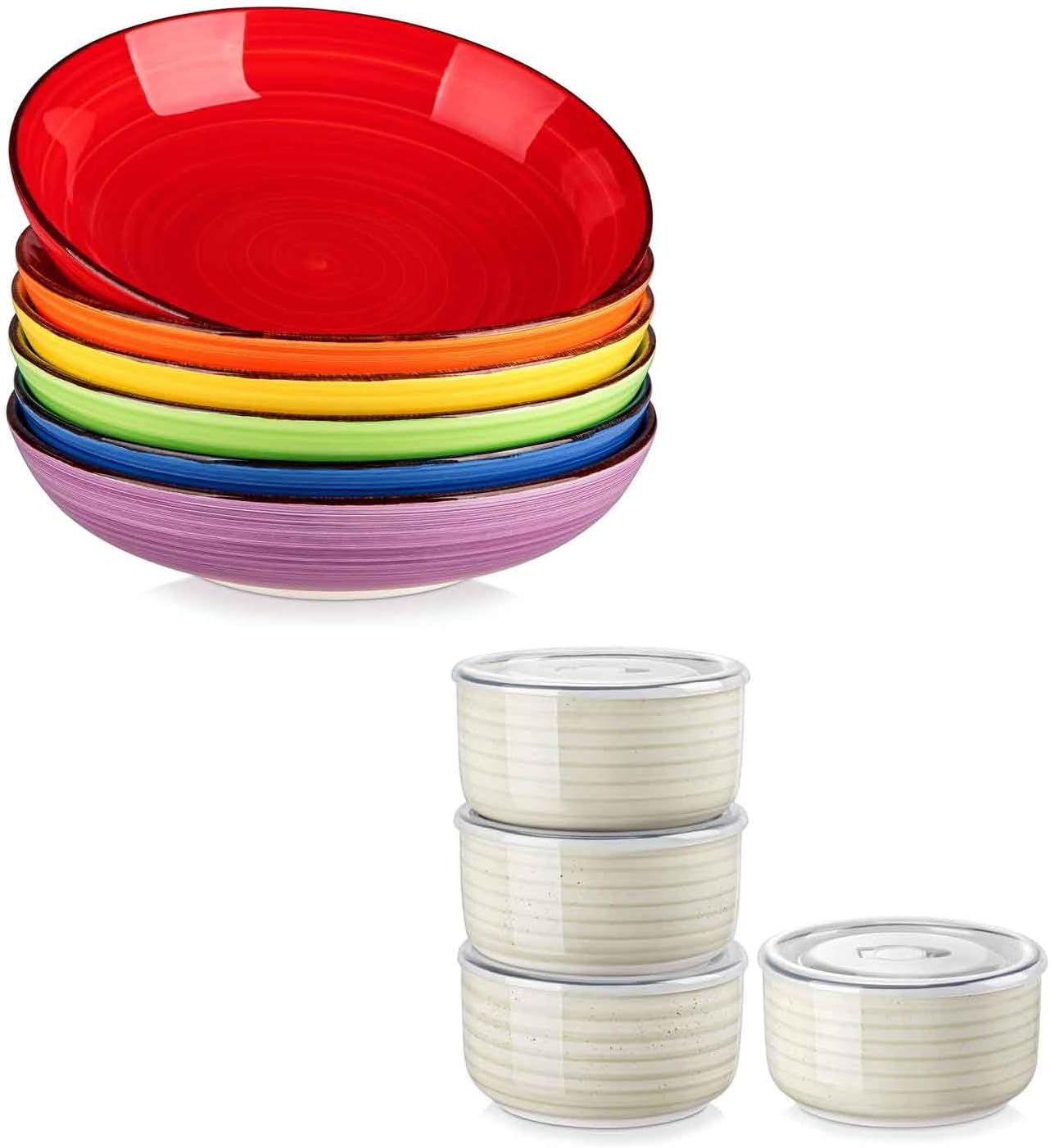 Set 6 Cuencos Pasta 50oz y 4 Cuencos Sopa Microondas