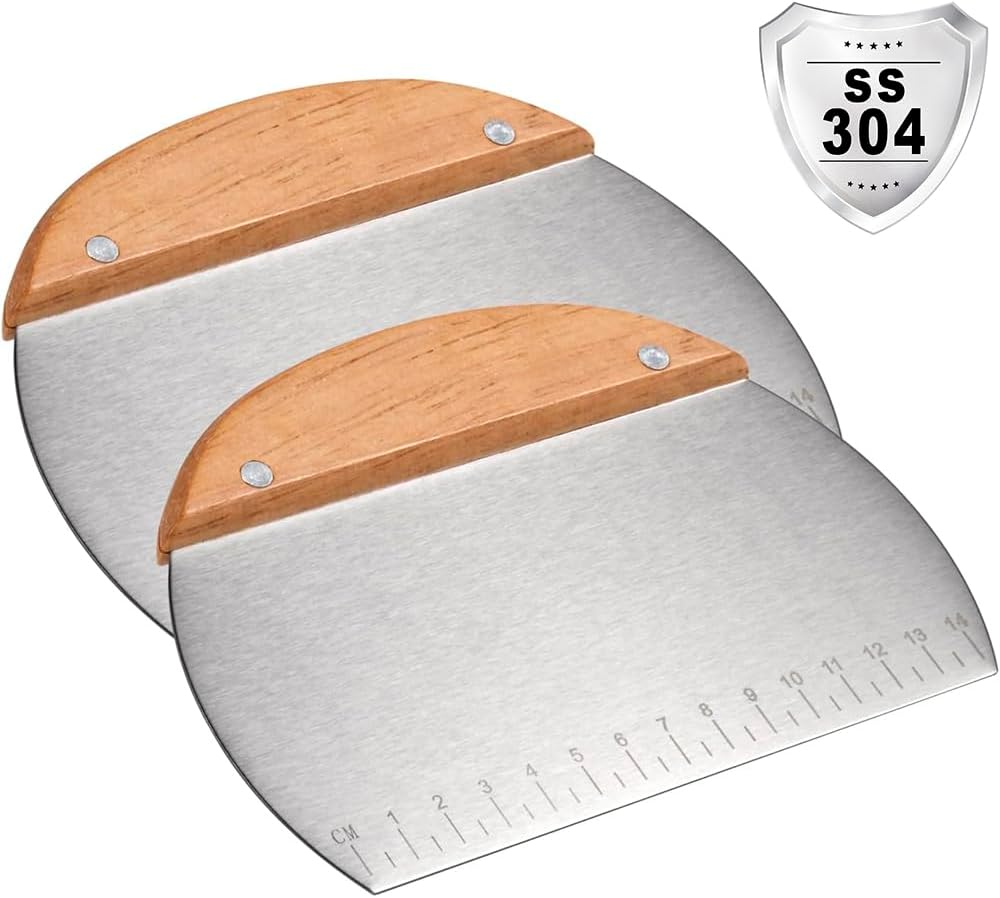2 Pzas Raspador Acero Inox 304 Mango Madera Multiusos Cocina