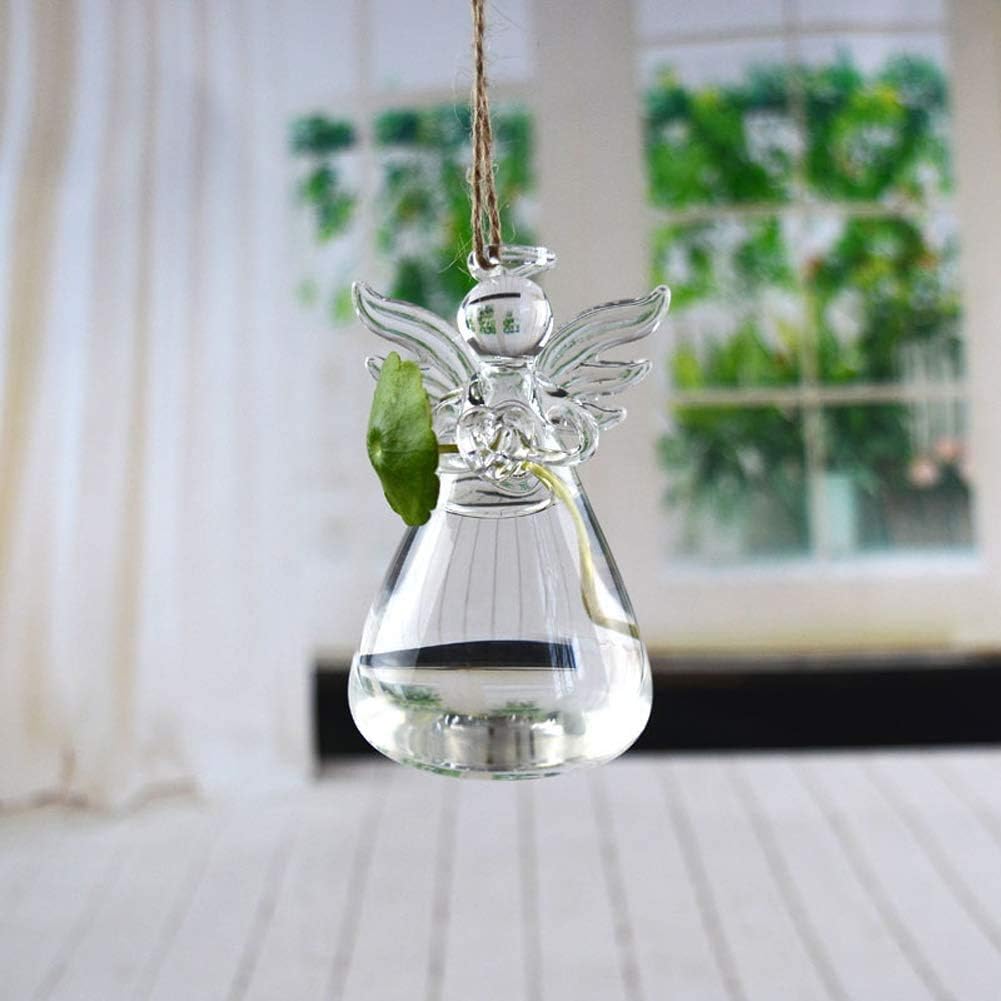5 Jarrones Cristal Ángeles Transparentes Florero Colgante