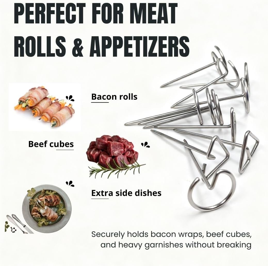 Pinchos de acero inoxidable 304 para freidora de aire y barbacoa reutilizables
