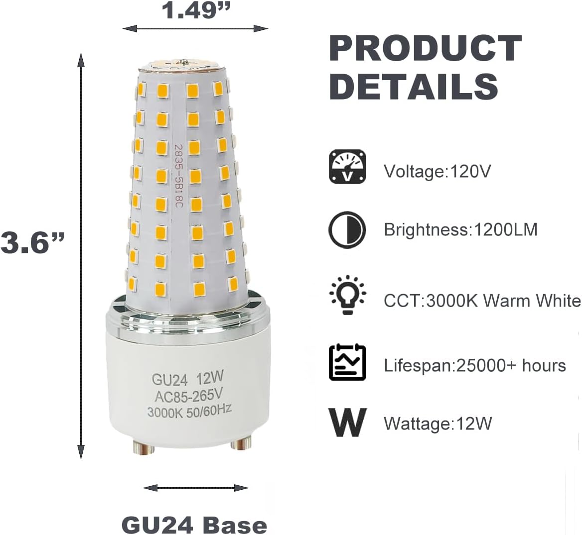 Bombillas LED GU24 3000K 120V equivalente a 100W
