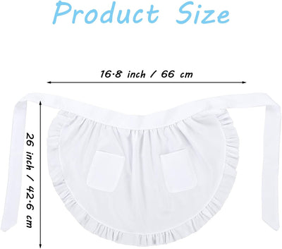 Delantal de sirvienta blanco con mini bolsillos para mujer