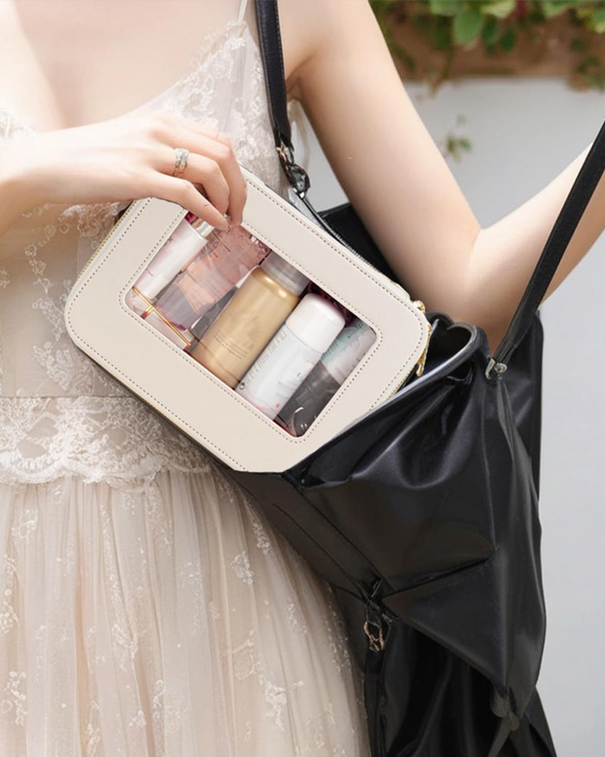 Bolsa maquillaje transparente organizadora con cremallera