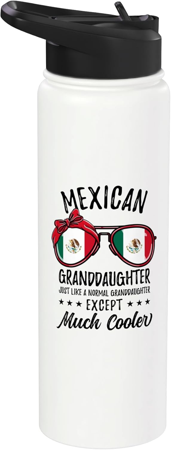 Botella de agua acero inoxidable aislada para nieta mexicana