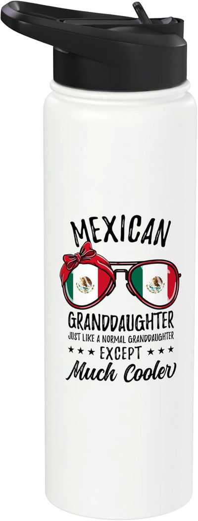 Botella de agua acero inoxidable aislada para nieta mexicana