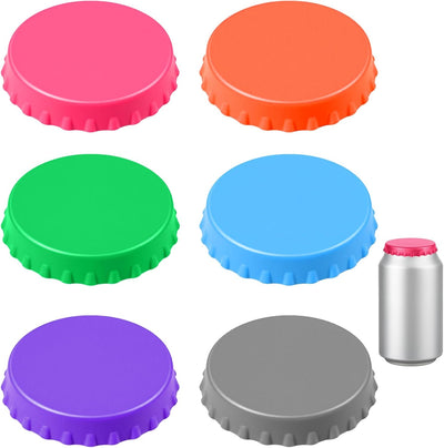 Paquete de 6 tapas de silicona reutilizables para latas estándar de refrescos
