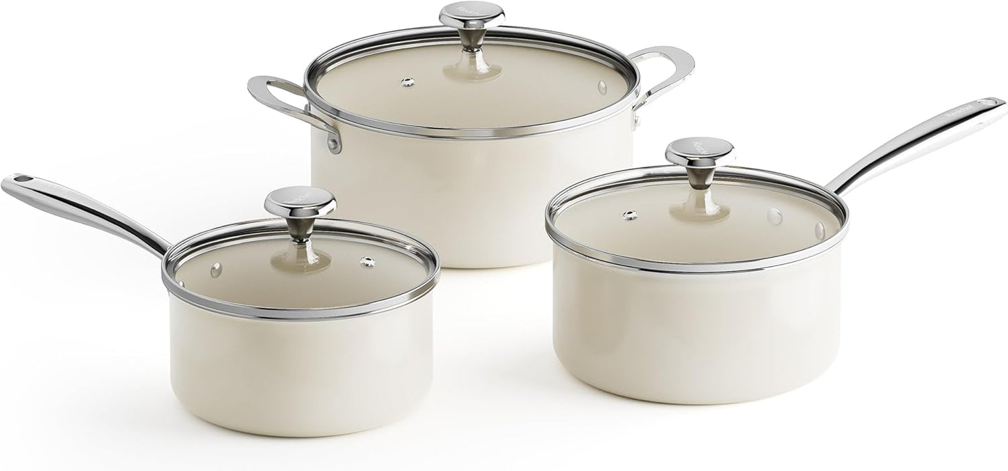 Juego Ollas Inducción 5qt Cacerolas 2.5/3.5qt Con Tapa