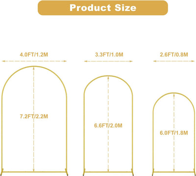 2 Pzas Soporte Arco Metal 7.2x6.0ft para Bodas Eventos Dorado
