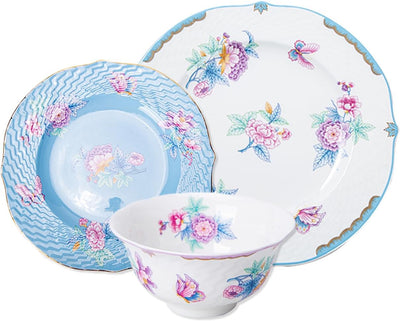 Set 12 Pzas Vajilla Porcelana Fina Dorada Vintage