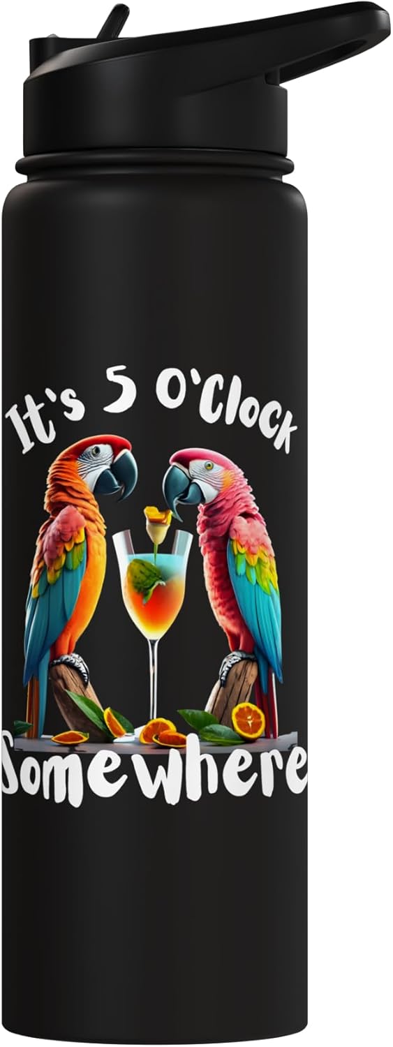 Botella térmica acero inox con parrots y cócteles