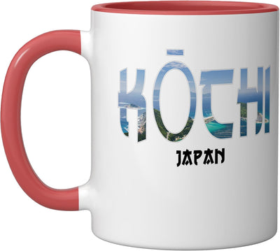 Taza de cerámica vintage rojo/blanco de Kochi