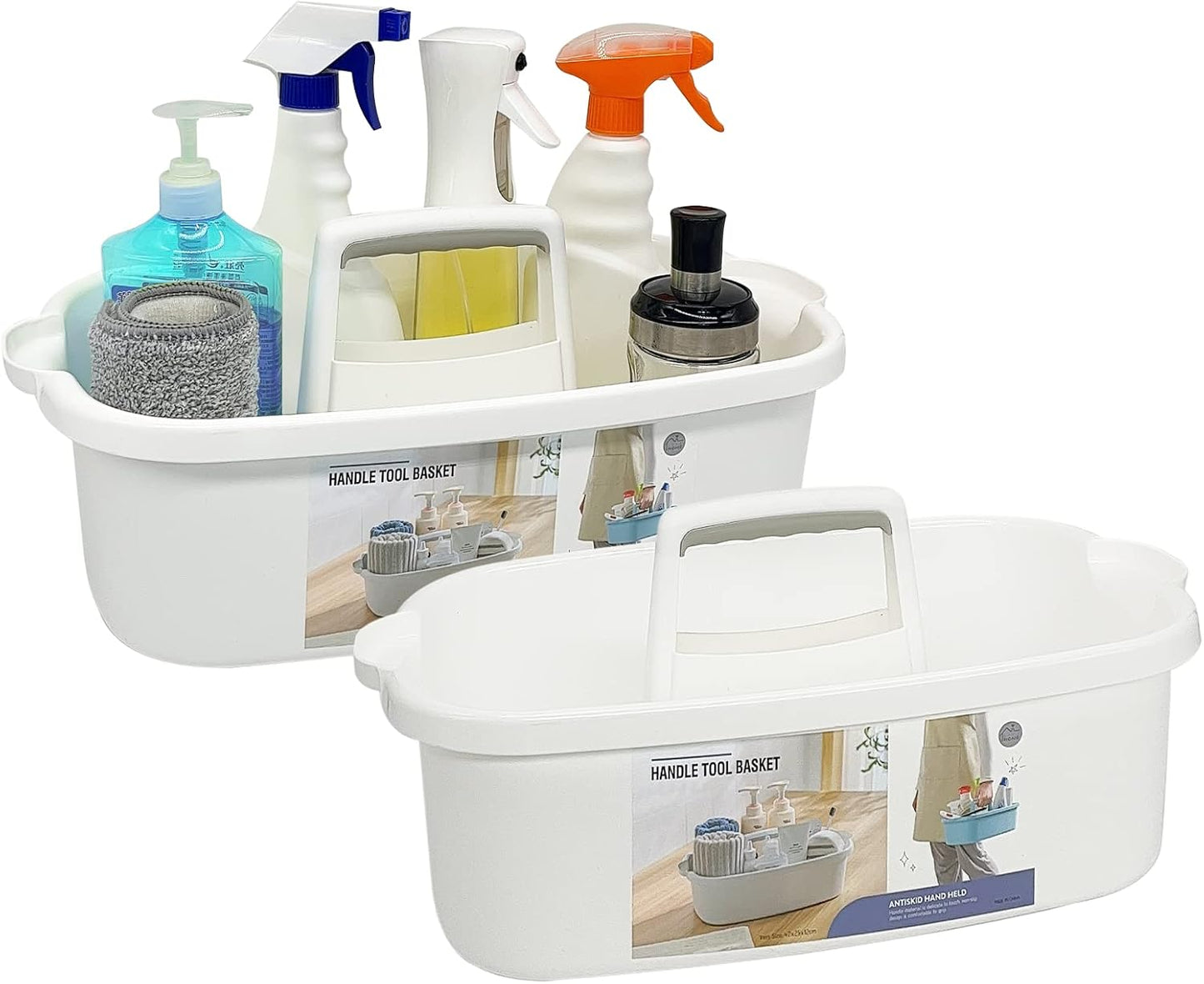 2 Pack Organizador Plástico Multiusos con Asa para Baño