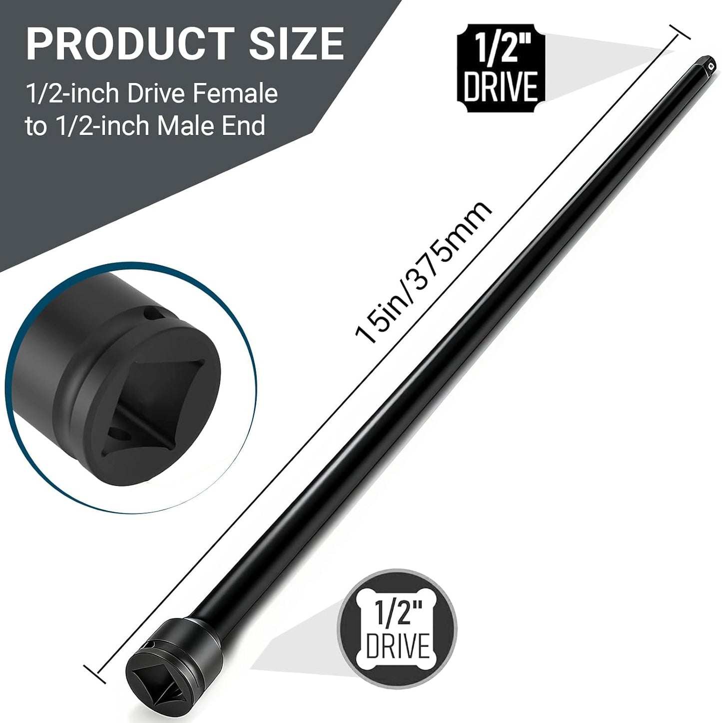 Extensión impacto 1/2pulg acero Cr-Mo 15pulg