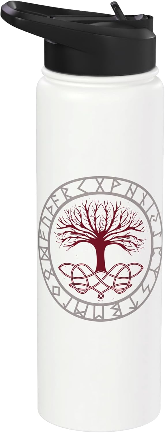 Botella de agua acero inoxidable con runas Yggdrasil
