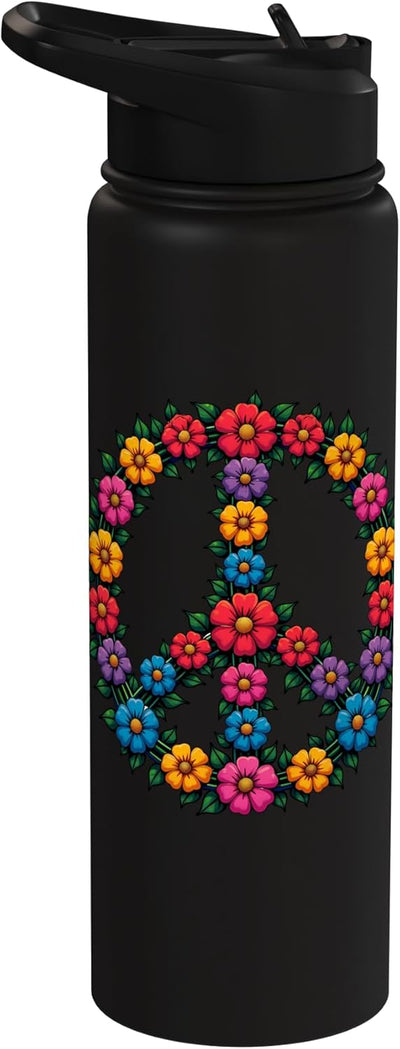 Botella de agua acero inoxidable 60s 70s hippie groovy