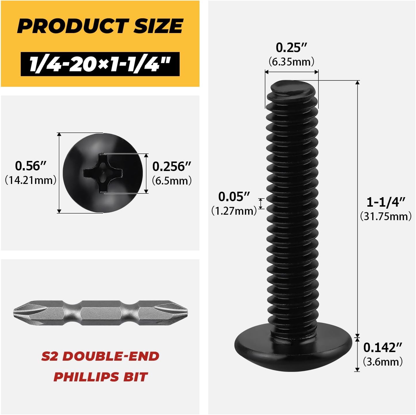 Pernos acero inox 304 1/4-20x1-1/4 pulg para muebles Jeep