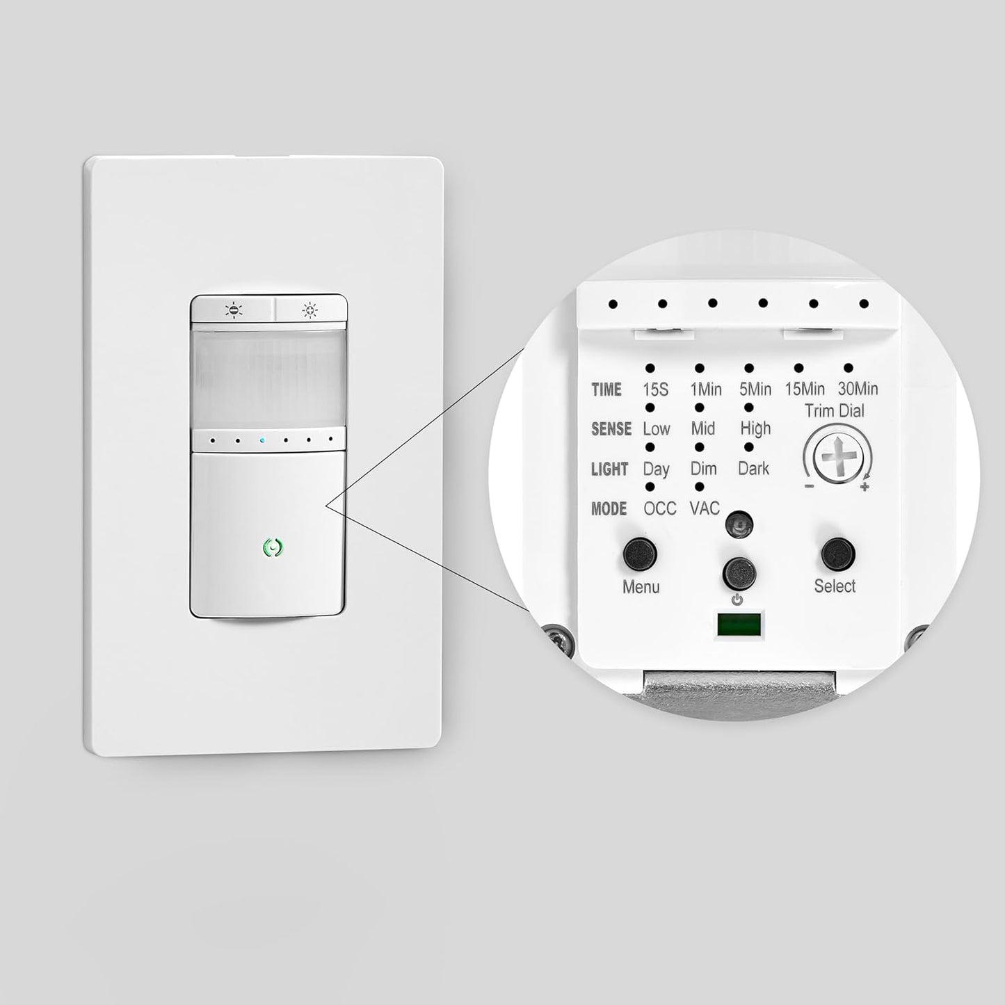 Interruptor luz atenuable sensor movimiento PIR 120V 6 niveles