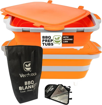 2 Unidades Tub Plegable BBQ 16L y Manta Tyvek Negro 21pulg