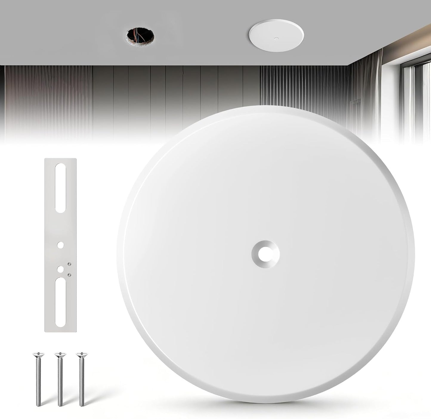 Placa techo 5pulg ajustable 1.75-3.5pulg redonda blanca