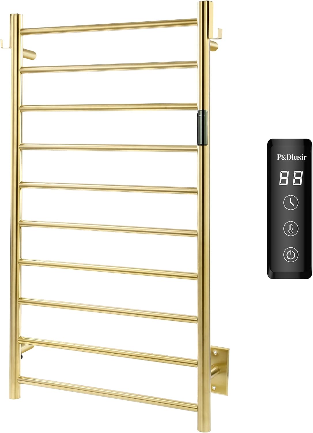 Toallero térmico acero inox 10 bar enchufe oro cepillado