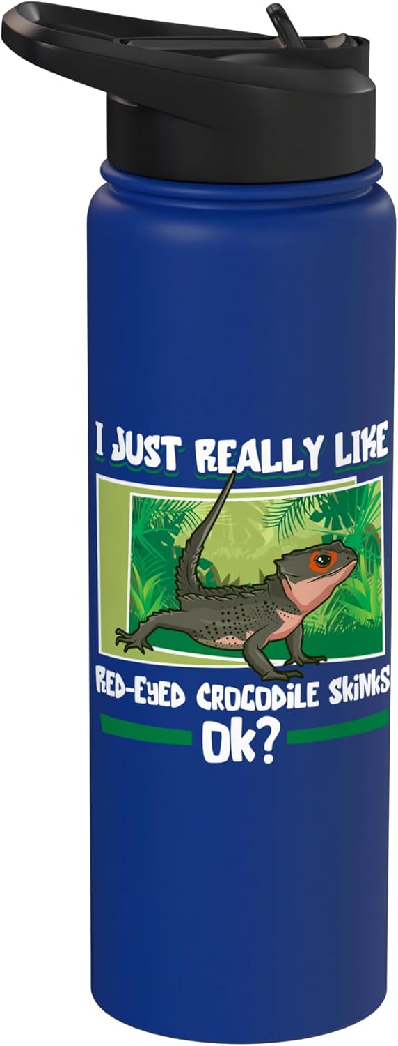 Botella de agua aislada de acero inoxidable con cocodrilo de ojos rojos