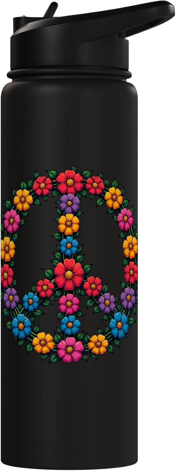 Botella de agua acero inoxidable 60s 70s hippie groovy