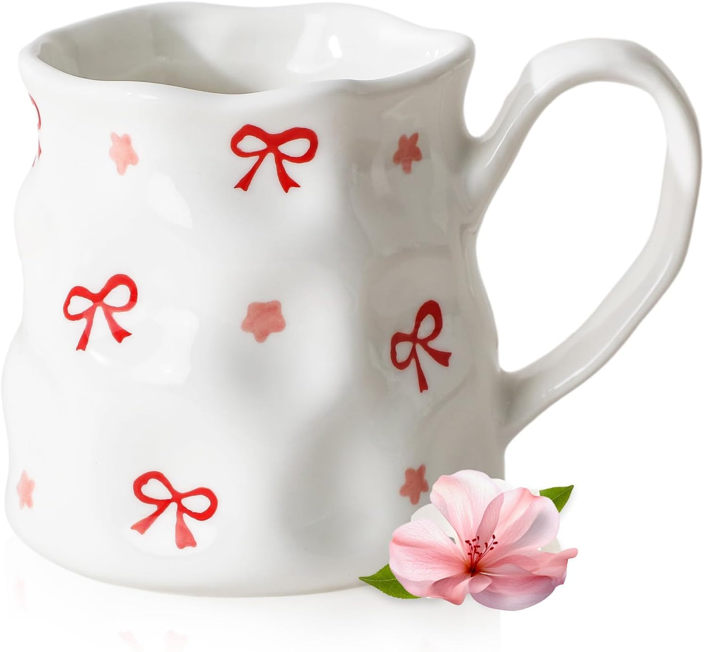 Taza de café de cerámica pintada a mano con lazos