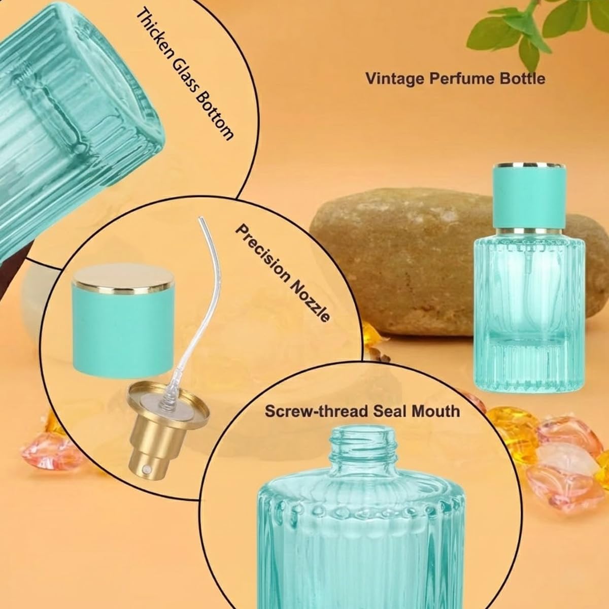 6 Botellas Perfume Vacías Vidrio Viaje Elegantes Juego Decorativo