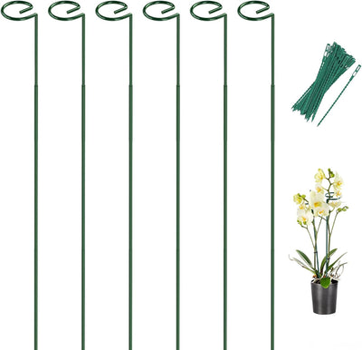 6 Estacas Soporte Plantas 35.4pulg con 15 Lazos Giratorios