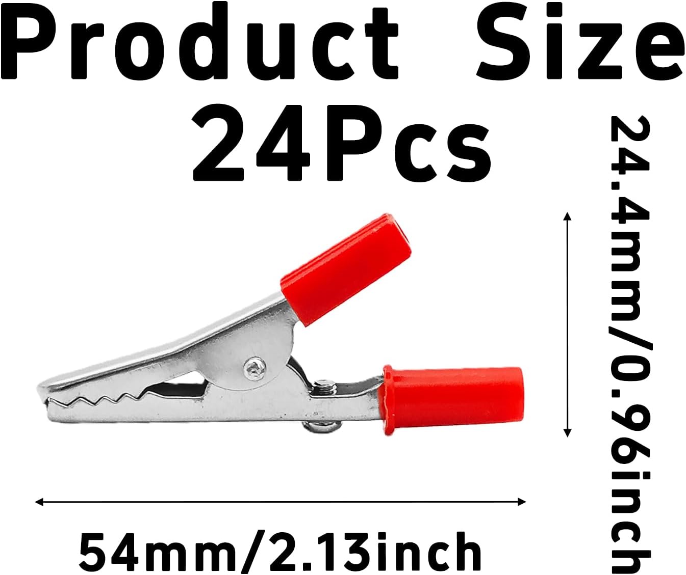 24 Pinzas Cocodrilo Metal Rojo Aislantes Prueba Eléctrica