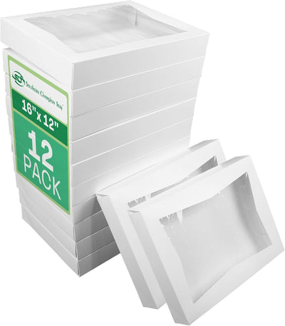 Caja de panadería de ventana blanca paquete de 12 contenedores desplegables automáticos para pasteles