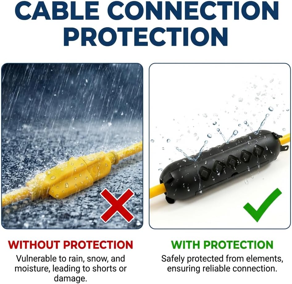 3 Pzas Fundas Cable Extensión Exteriores Impermeables IP44