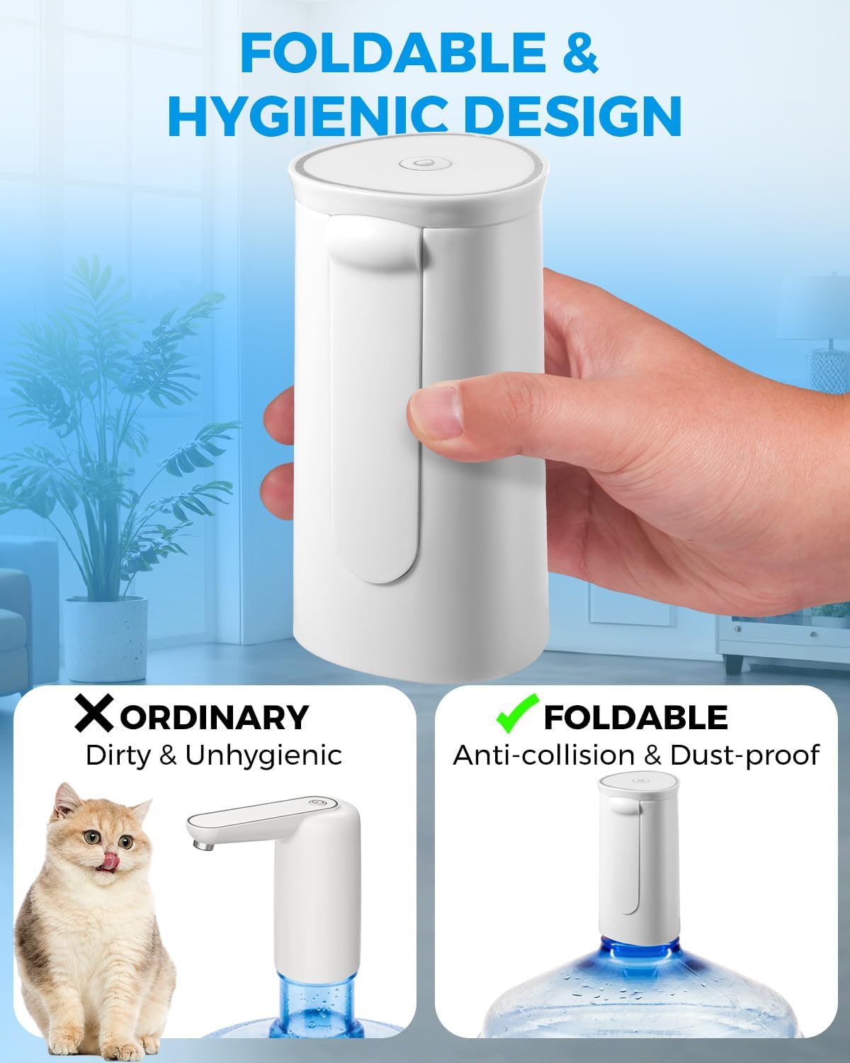 Dispensador agua plegable con bomba 5gal USB recargable